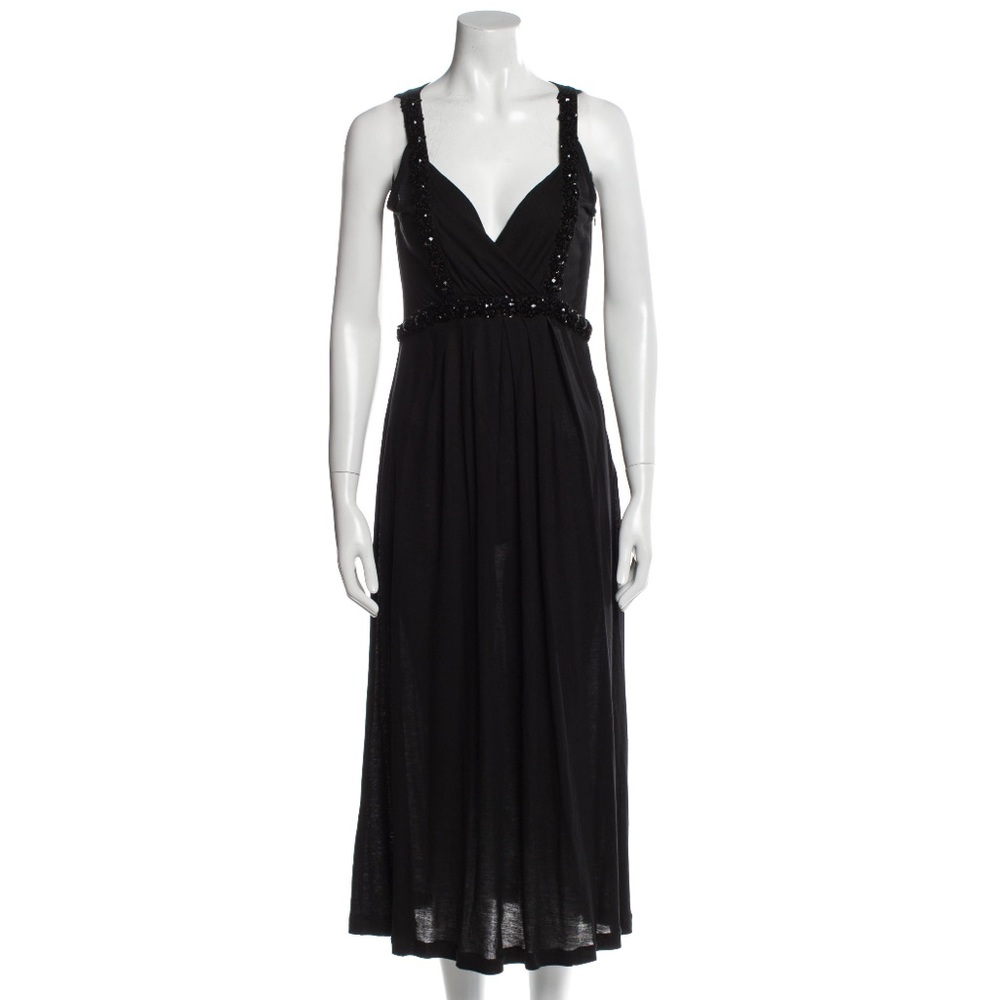 Magaschoni Black V-neck Long Maxi Dress